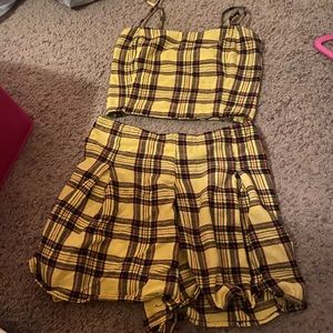 Plain top and skirt set